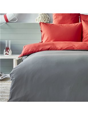 NAU PRUVA RED/ANTHRACITE DUVET COVER SET QUEEN SIZE - QUEEN SIZE