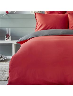 NAU PRUVA RED/ANTHRACITE DUVET COVER SET QUEEN SIZE - QUEEN SIZE
