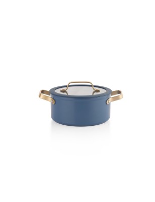 Schafer Sapphire 7 Pieces Ceramic Cookware Set-Blue/Gold