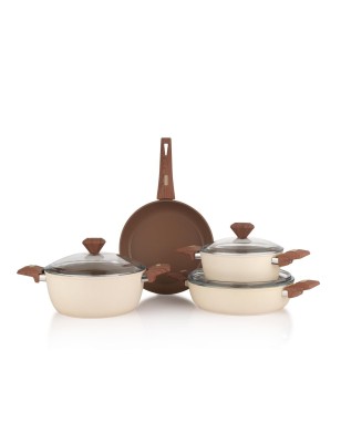 Schafer Jasmine Ceramic Cookware Set 7 Pieces-Cream | Enplus Home