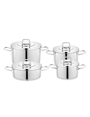 Schafer New Prime Steel Cookware Set-8 Pieces-Inox | Enplus Home