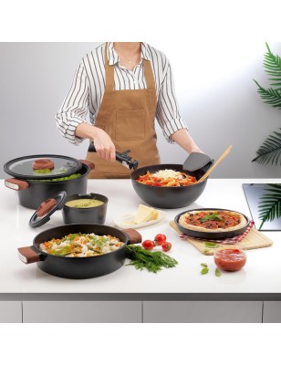 Schafer Matrix Cast Iron Cookware Set 8 Pieces-Black | Enplus Home