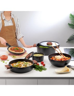 Schafer Matrix Cast Iron Cookware Set 8 Pieces-Black | Enplus Home