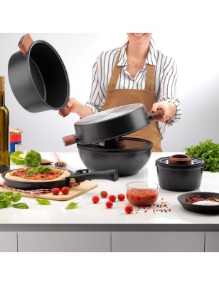 Schafer Matrix Cast Iron Cookware Set 8 Pieces-Black | Enplus Home