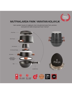 Schafer Matrix Cast Iron Cookware Set 8 Pieces-Black | Enplus Home